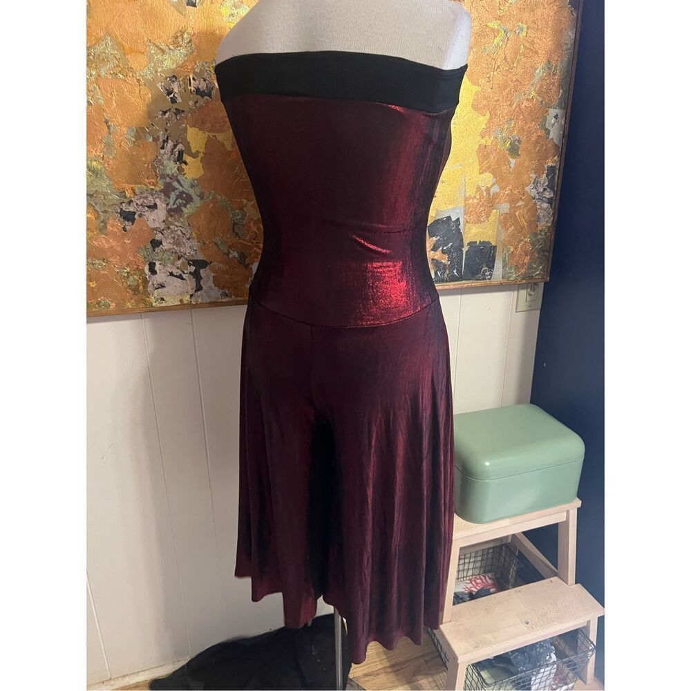 Designs for Dance by Weissman Strapless Iridescent Red Jumpsuit XL - Picture 3 of 6